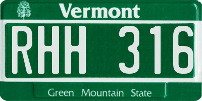 VT license plate RHH316