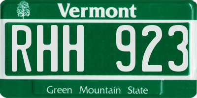 VT license plate RHH923