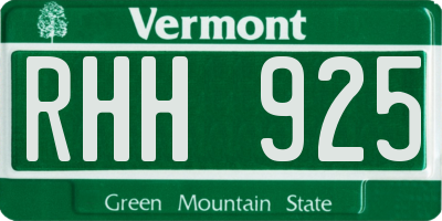 VT license plate RHH925