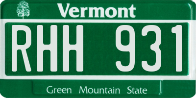 VT license plate RHH931