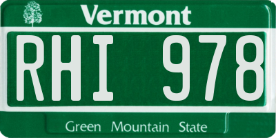 VT license plate RHI978