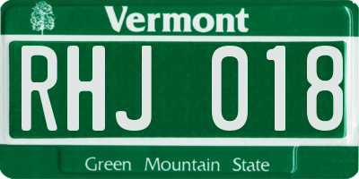 VT license plate RHJ018
