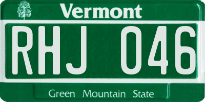 VT license plate RHJ046