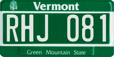 VT license plate RHJ081