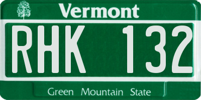 VT license plate RHK132