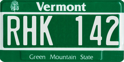 VT license plate RHK142