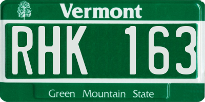 VT license plate RHK163