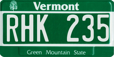 VT license plate RHK235
