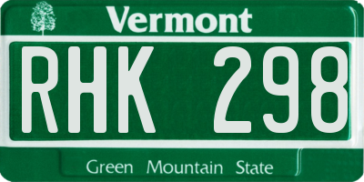 VT license plate RHK298