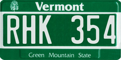 VT license plate RHK354