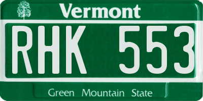 VT license plate RHK553