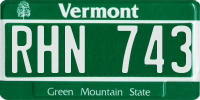 VT license plate RHN743