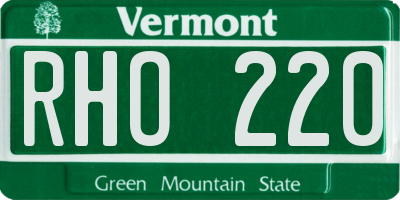 VT license plate RHO220