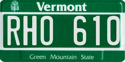 VT license plate RHO610