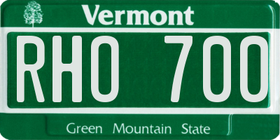 VT license plate RHO700