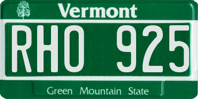 VT license plate RHO925