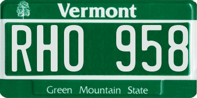 VT license plate RHO958