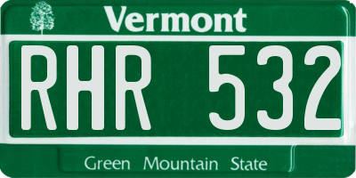 VT license plate RHR532