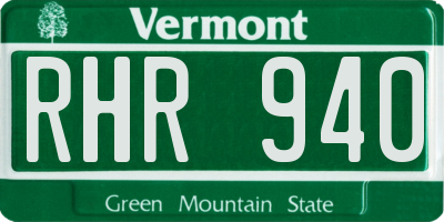 VT license plate RHR940