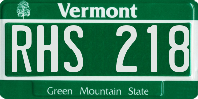 VT license plate RHS218