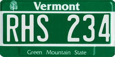 VT license plate RHS234
