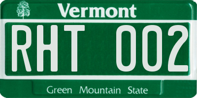 VT license plate RHT002