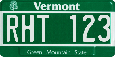 VT license plate RHT123