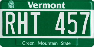 VT license plate RHT457