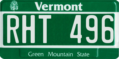 VT license plate RHT496