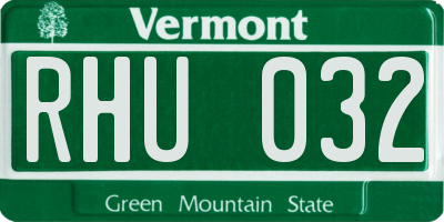 VT license plate RHU032
