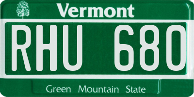 VT license plate RHU680