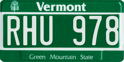 VT license plate RHU978