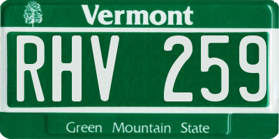 VT license plate RHV259