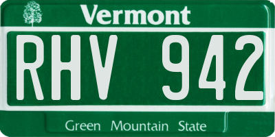 VT license plate RHV942