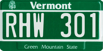VT license plate RHW301