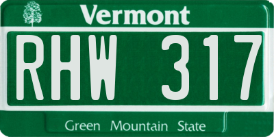 VT license plate RHW317
