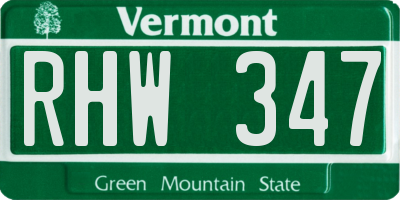 VT license plate RHW347