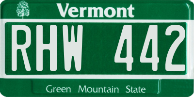 VT license plate RHW442