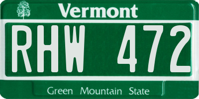 VT license plate RHW472