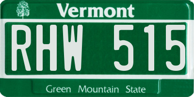 VT license plate RHW515