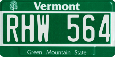 VT license plate RHW564