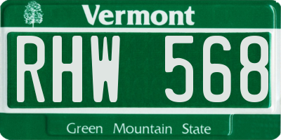 VT license plate RHW568