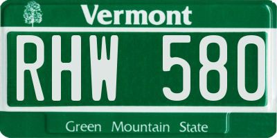 VT license plate RHW580