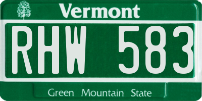 VT license plate RHW583