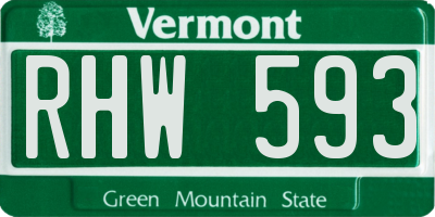 VT license plate RHW593