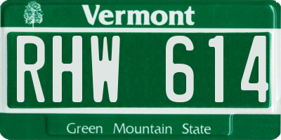 VT license plate RHW614