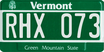 VT license plate RHX073