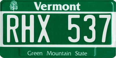 VT license plate RHX537