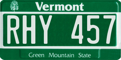 VT license plate RHY457