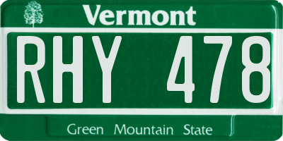 VT license plate RHY478